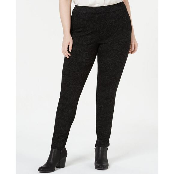 NEW Style & Co. Comfort Black Paisley Utopia Ponte Leggings Plus Size 14W Pants - Picture 1 of 9